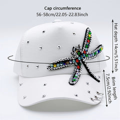 Dragonfly Patch Baseball Cap Y2K Sun Hat Adjustable Golf Dad Hats