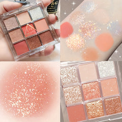 9-Color Eyeshadow Palette with Eyeliner and Brush Set