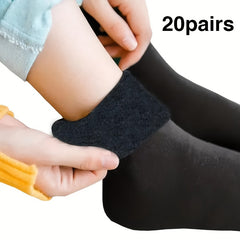 20 Pairs Plush Lined Socks Women's Mid Tube Stockings Warm & Comfy