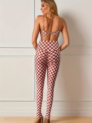 Chessboard Pattern Seamless Running Butt Lifting Workout Leggings
