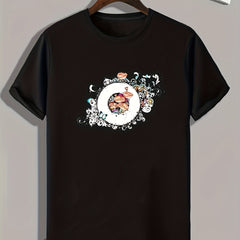 Pattern Print Men's Sports T-shirt for Fitness Activities