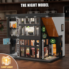Coffee Shop Model Building Blocks Set with Lights 3D Puzzle City Street Scene