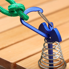 Aluminium Deck Anchor Pegs Carabiners Fishbone Stakes & Cord Adjusters