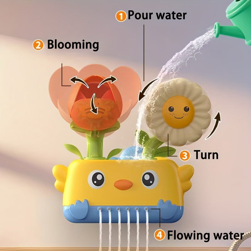 Yellow Duck Flowerpot Cartoon Animal Bath Toy for Baby Bathroom Soothing Tool