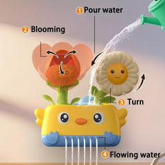 Yellow Duck Flowerpot Cartoon Animal Bath Toy for Baby Bathroom Soothing Tool