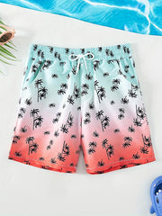 Boys Hawaii Tropical Leaf Beach Shorts Quick Dry Sports Seaside Shorts