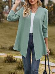 Casual Cardigan Women's Plus Textured Long Sleeve