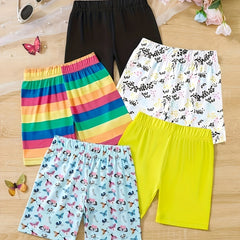 5pcs Girls Casual Shorts Breathable Summer Bottoms
