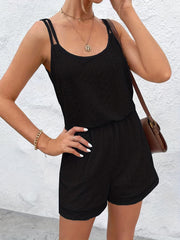 Sleeveless Eyelet Romper Jumpsuit Women's Clothing