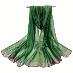Silk Block Scarf Causal Shawl Thin Breathable Windproof Head Wrap