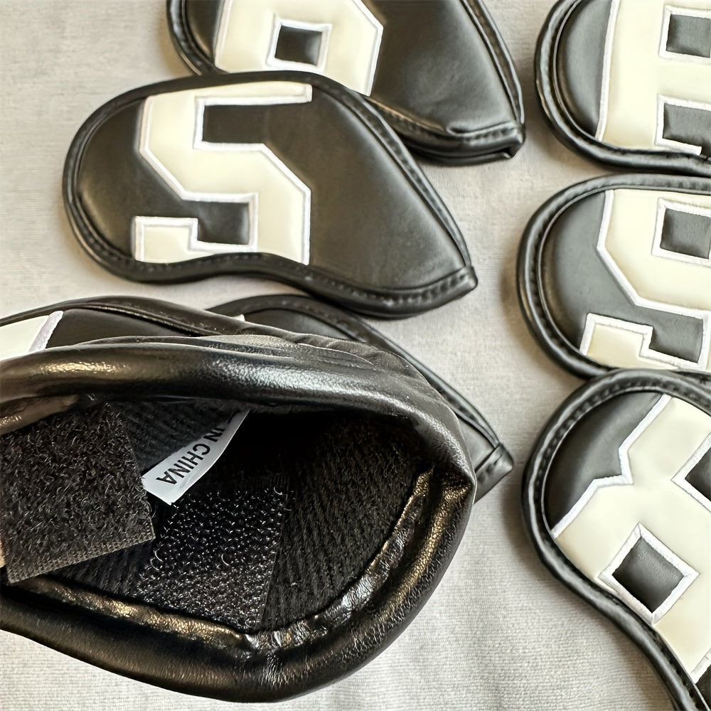 8pcs PU Leather Golf Iron Head Covers with Creative Patterns