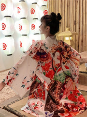 Graphic Print Open Front Kimono Casual Cover Up Kimono