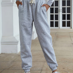 Casual Fleece Elastic Waist Sweatpants for Women
