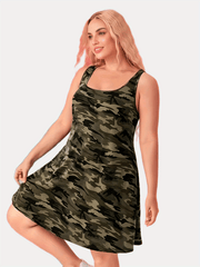 Camo Print Square Neck Tank Dress