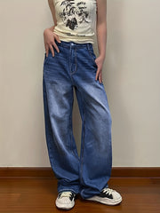 High Waist Wide Leg Vintage 90s Jeans Women Loose Wash Denim Trousers