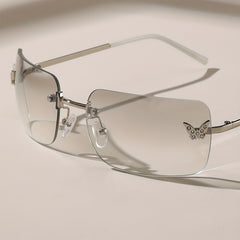 Rhinestone Butterfly Kpop Rimless Sunglasses UV400