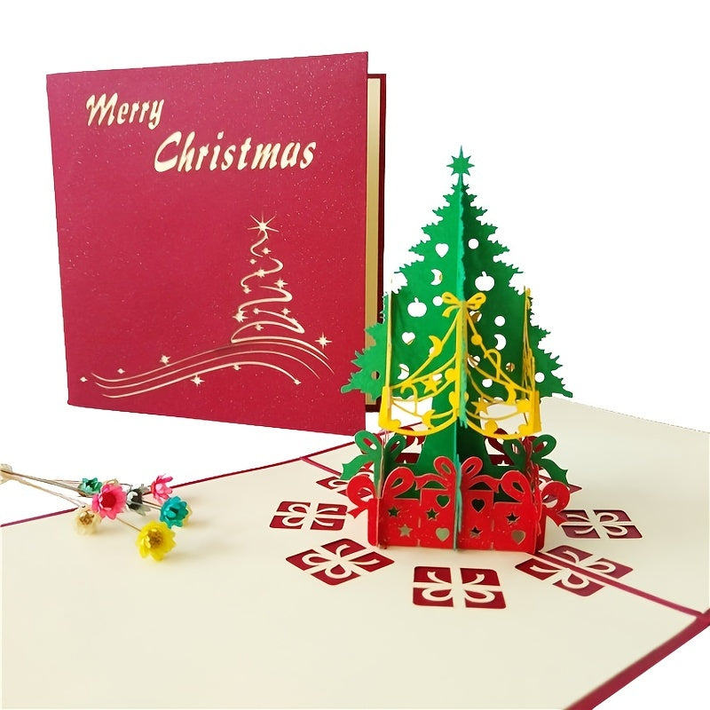 3D Christmas Tree Thank You Card Paper Cut Greeting Card
