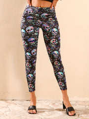 Skull Print Yoga Pants Stretchy Leggings Women's Activewear
