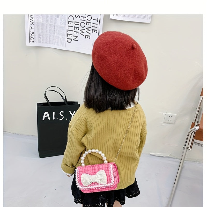 Kids Bow Decor Crossbody Bag with Faux Pearl Handbag