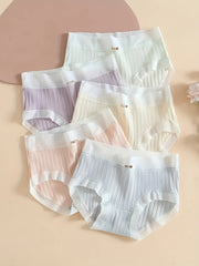 5pcs Ribbed Bow Tie Briefs Soft & Stretchy Intimates Panties
