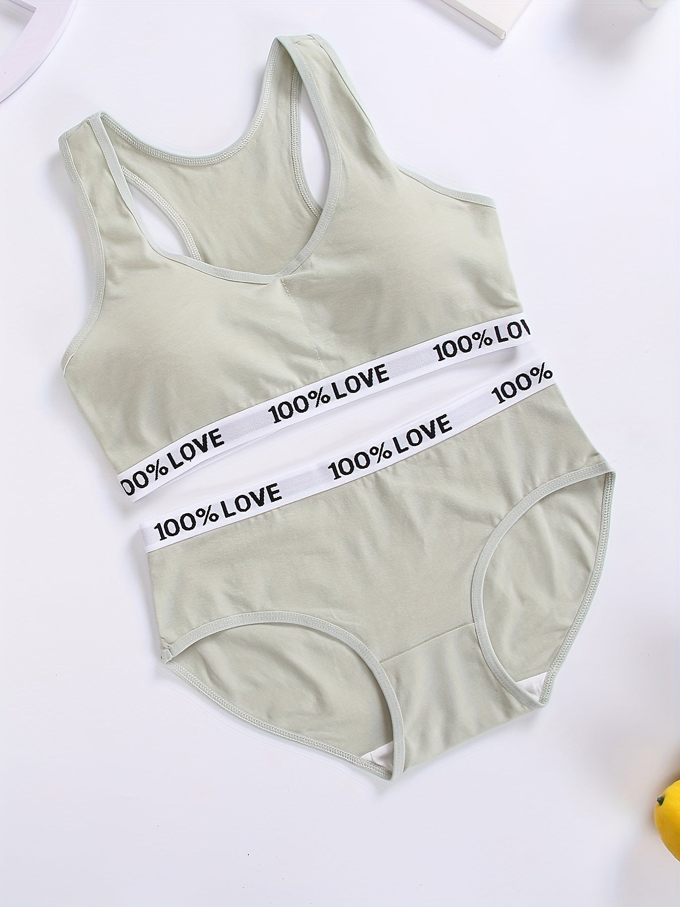 Letter Print Bra & Panties Set Women's Lingerie