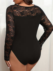 Lace Sleeve Round Neck Bodysuit