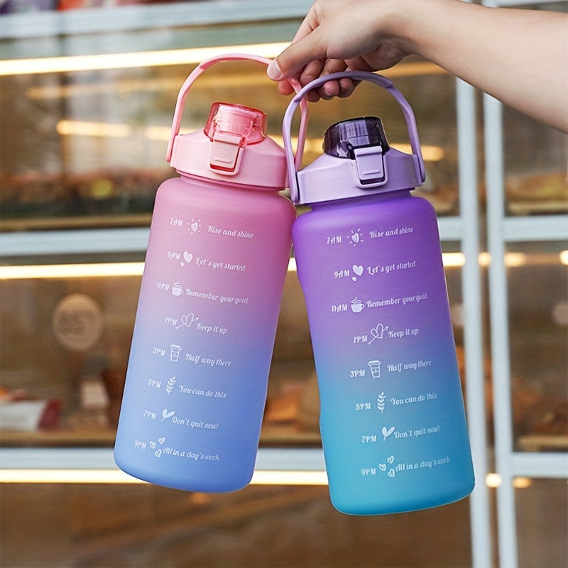 Gradient Plastic Water Cup With Straw Large Capacity