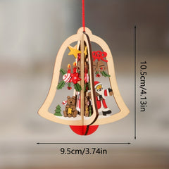 Christmas Wooden Hanging Ornament Set Snowman & Santa Claus Decor
