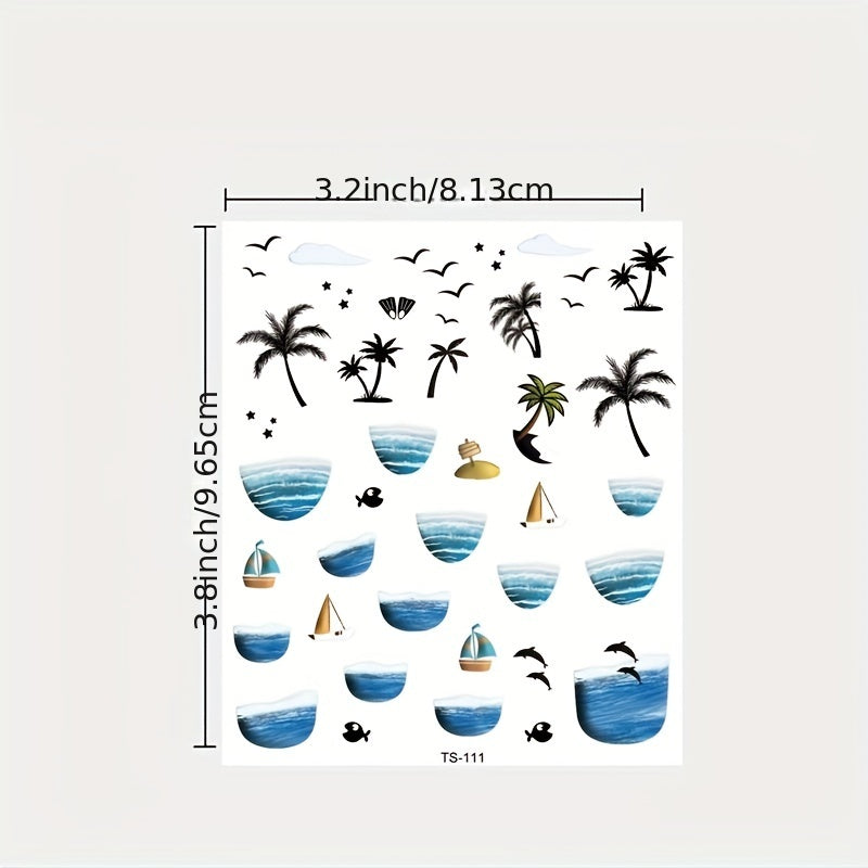 5D Summer Sea Beach Nail Art Stickers Self Adhesive Decals