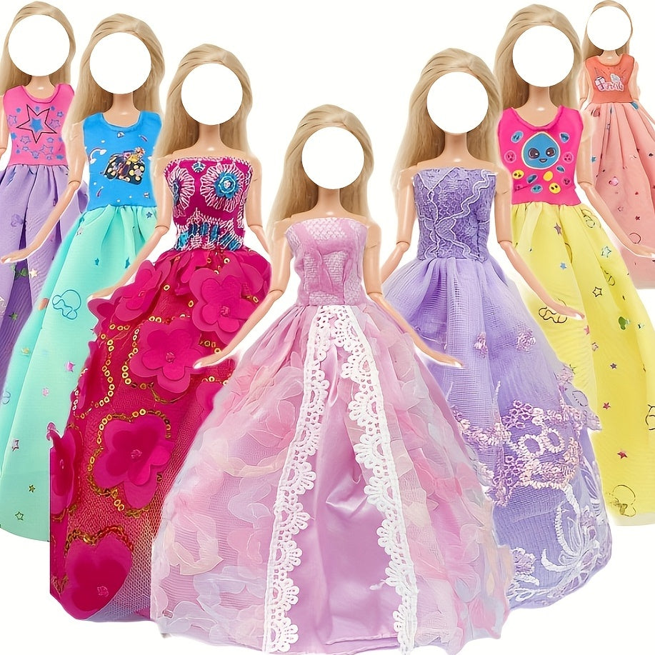 Red Lace Top Princess Mini Gown Dress for 11.8 Inch Doll - Kid Toy Gift