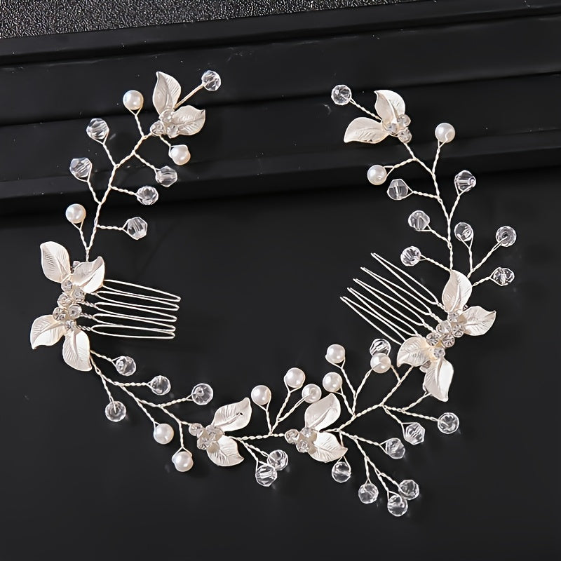 Bridal Golden Leaf Hair Vine Silver Hair Comb Rose Golden Leaf Hair Comb