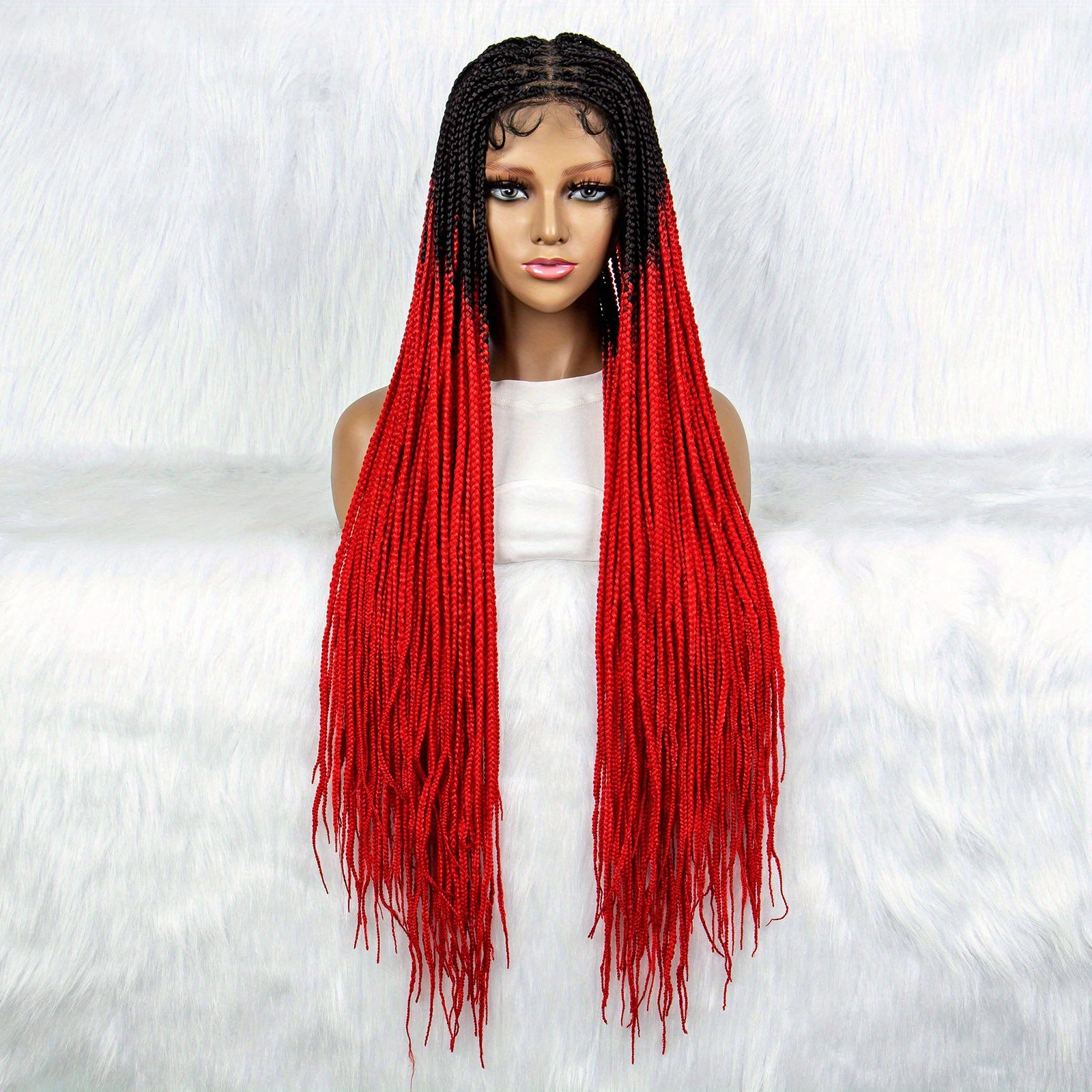 91 44 Cm Long Braided Synthetic Wigs Box Braided Knotless Cornrow Long Hair