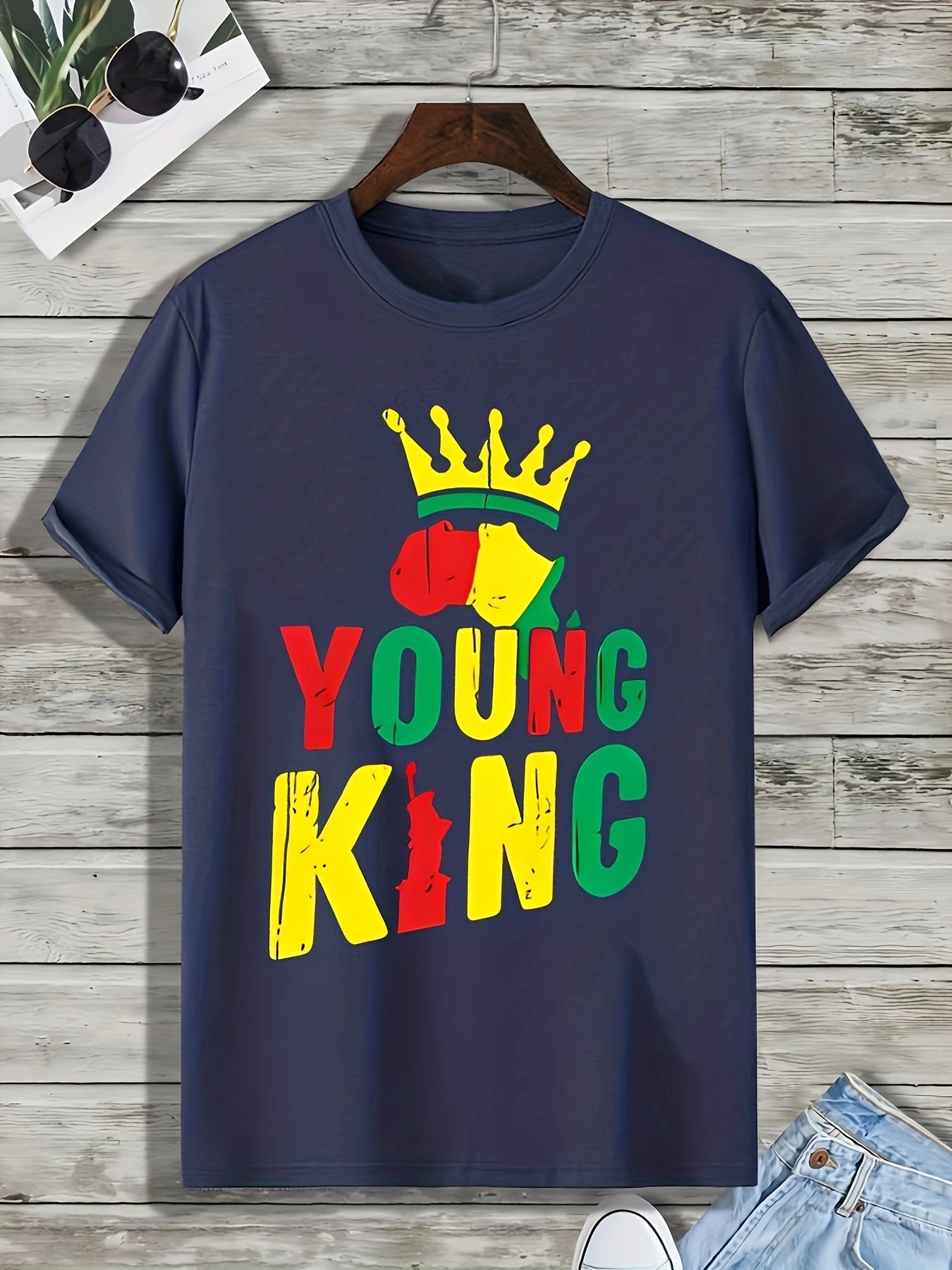 Men's Active King Print Tee - Outdoor Summer T-shirt