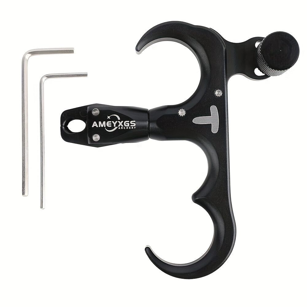 360 Rotation Thumb Bow Release Aluminum Alloy 3 Finger Trigger Grip