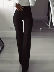 Elastic Waist Flared Leg Pants for Women