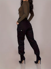 Dual Pockets Cargo Pants Casual Button Front Pants Spring/Fall Women's Clothing