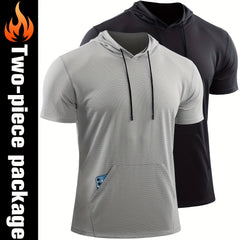Men's Quick Dry Active Hoodie Short Sleeves Sweatshirt