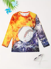3D Ball Print Kid's Pullover Long Sleeve Top