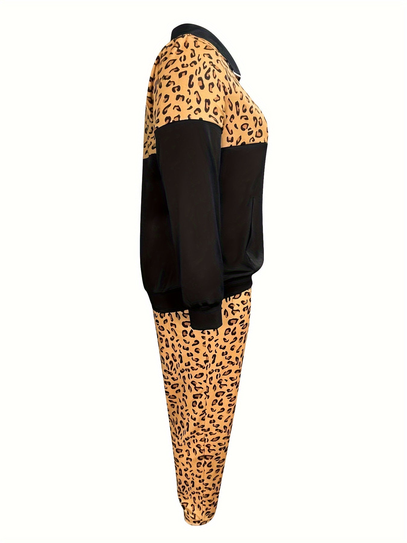 Women's Plus Colorblock Leopard Print 2 Piece Set