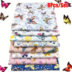 Butterfly Printing Twill Cotton Fabric Set for DIY Sewing Quilting
