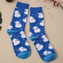 Cartoon Sheep Print Socks Women's Stockings