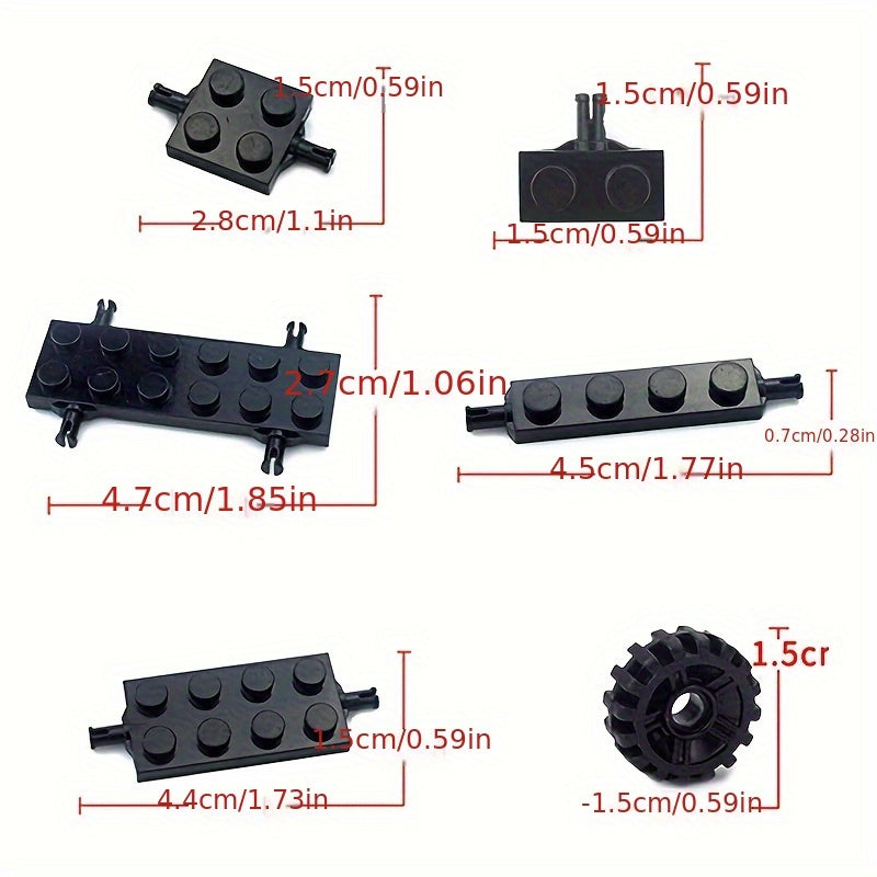 48/80pcs Building Blocks Mini Wheel Tire Set Car Tire Construction Blocks