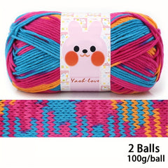 2 Rolls Dye Flower Wool Acrylic Thick Yarn for Crocheting and Knitting, 200g