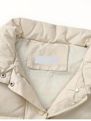Button Front Puffy Jacket Sleeveless Fall Winter Women's Clothing