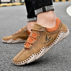 Men's Leather Lace-up Casual Walking Shoes