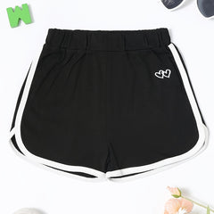 Girls Mini Heart Striped Print Shorts for Summer Sports