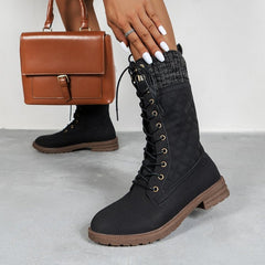 Women's Snow Boots Side Zip Lace up Winter Boots