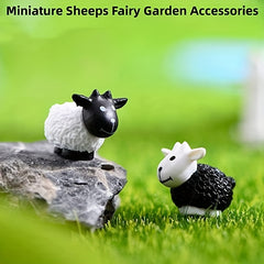 2 Mini Sheep Statue for Fairy Garden Decor