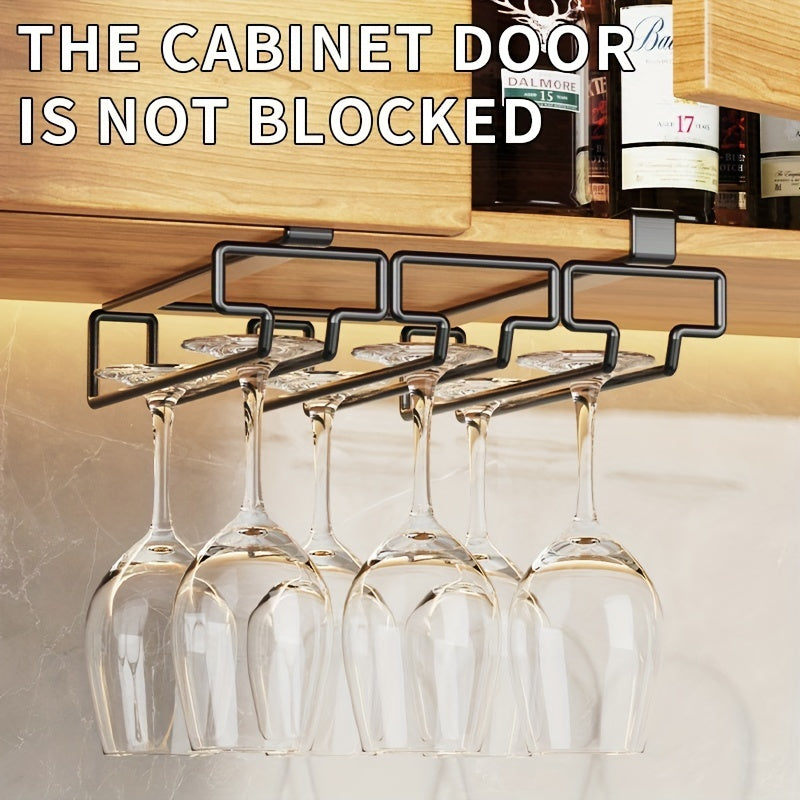 Inverted Perforated Wine Glass Rack Hanging Holder Under Cabinet Coffee Cup