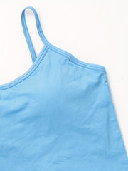Solid Cami Top Comfy Crew Neck Backless